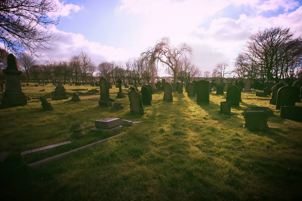Vecchio Cimitero Circondato Alberi Inghilterra — Foto Stock