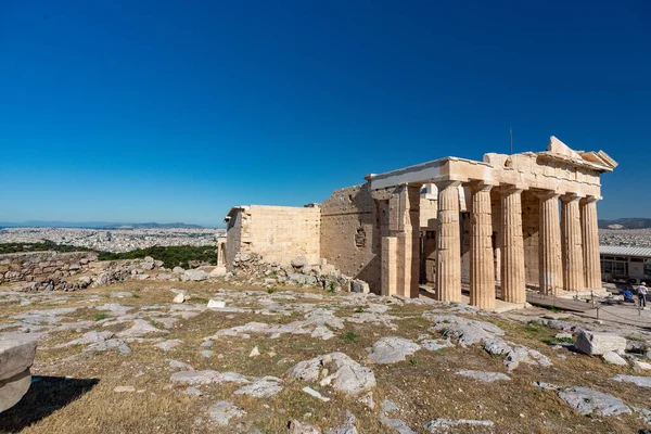 Порожній Туристичний Майданчик Акрополя Афіни Греція Під Час Кочової Пандемії — стокове фото