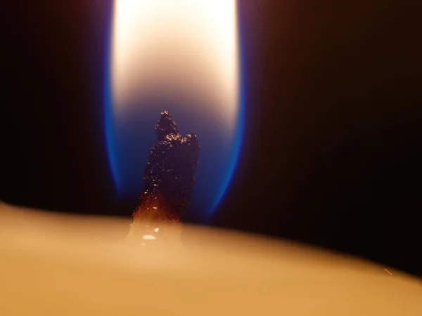 Macro Shot Candle Burning Night — Fotografia de Stock
