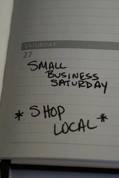 Calendar Reminder Small Business Saturday Shop Local Holiday Shopping Season — Stockfoto