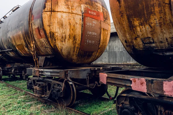 Freight Car Railway Tanks Transportation Liquid Cargo Ussr Freight Train — Stockfoto