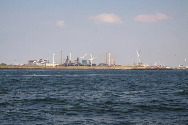 Trabalhos Aço Com Altos Fornos Costa Holandesa Perto Ijmuiden — Fotografia de Stock