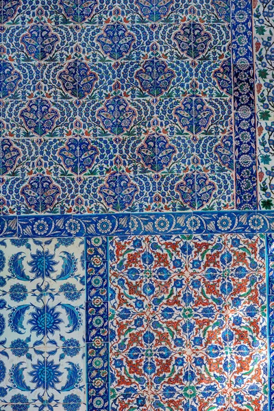 Carreaux Mosaïque Iznik Motifs Fleurs Bleues Intérieur Mosquée Eyup Sultan — Photo