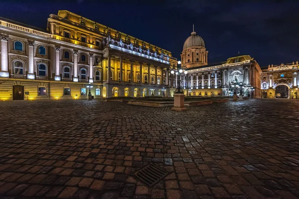 Une Vue Extérieure Château Buda Budapest Hongrie Pendant Nuit — Photo