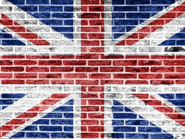 Tuğla Duvarda Birleşik Krallık Bayrağı — Stok fotoğraf