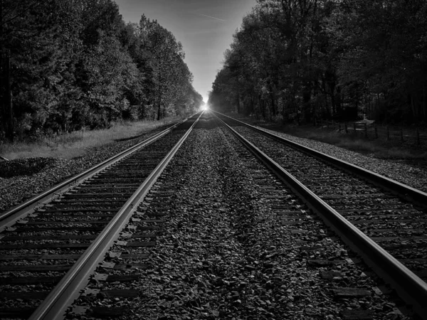 Parallel Railroad Tracks Light End — Stockfoto