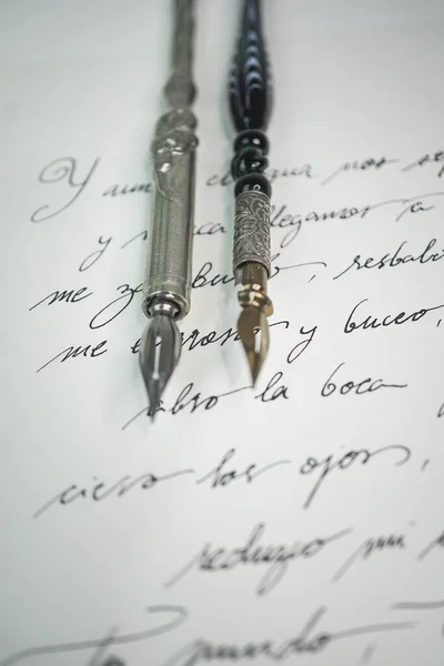 Series Samples Different Old Fashioned Writing Techniques Different Penholders Calligraphy — Stockfoto