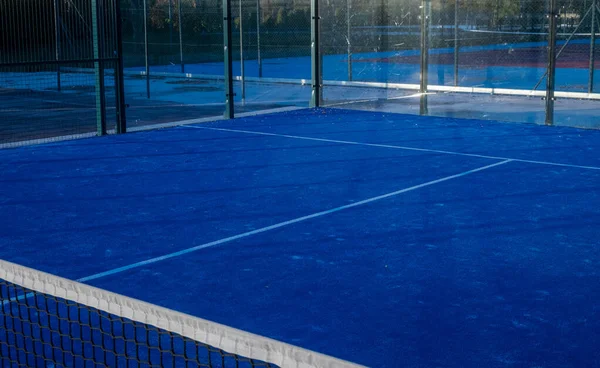 Blue Paddle Tennis Court Partial View Sport Concept — стоковое фото