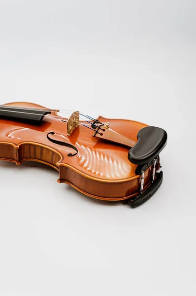 Тонкий Скрипичный Инструмент Белом Фоне Текстовым Пространством — стоковое фото