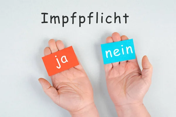 Impfpflicht Deutsche Sprache Und Nein Steht Auf Dem Papier Entscheidungsfindung — Stockfoto