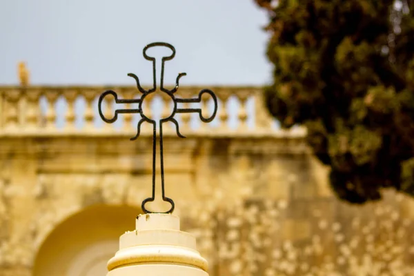 Cross Stone Pillar Situated Agatha Square Mdina Malta — Foto Stock
