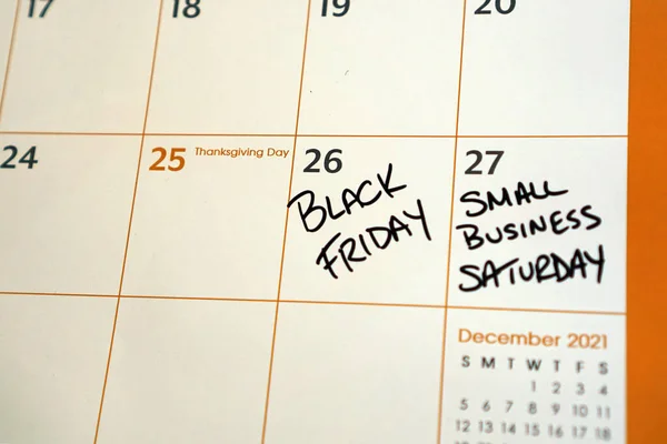 Calendar Reminder Small Business Saturday Shop Local Holiday Shopping Season — Stockfoto