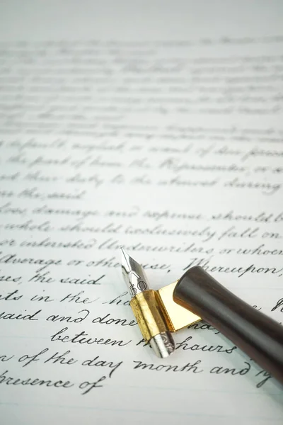 Series Samples Different Old Fashioned Writing Techniques Different Penholders Calligraphy — Stockfoto