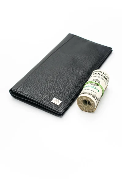 Inverigo Italy Nov 2021 Wad Luxury Black Leather Wallet White — 스톡 사진