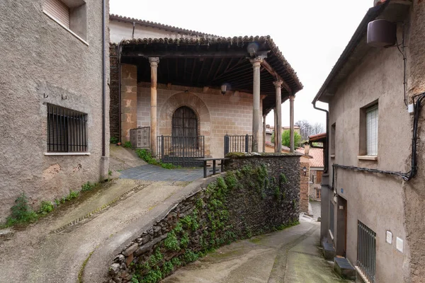 Robledillo Gata Spain Mar 2021 Door Stone Columns Church Our — Stock Photo, Image