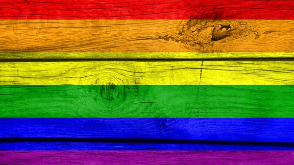 Rainbow Flag Wooden Background — Stock Photo, Image