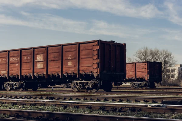Freight Car Transportation Bulk Cargo Grain Ussr Freight Train Station — 스톡 사진