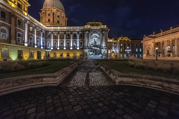 Зовнішній Вигляд Замку Буда Будапешті Угорщина Вночі — стокове фото