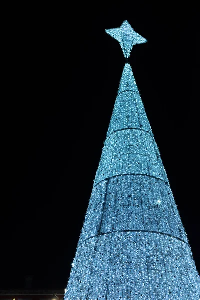 Nachtansicht Des Beleuchteten Weihnachtsbaums Von Der Plaza Mayor — Stockfoto