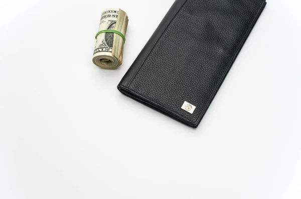 Inverigo Italy Nov 2021 Wad Luxury Black Leather Wallet White — 스톡 사진