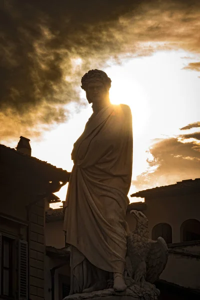 Piazza Anta Croce Firenze Italy Oct 2021 Άγαλμα Του Dante — Φωτογραφία Αρχείου