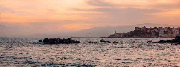 Stunning Sunset Sea Liguria Italy — Fotografia de Stock