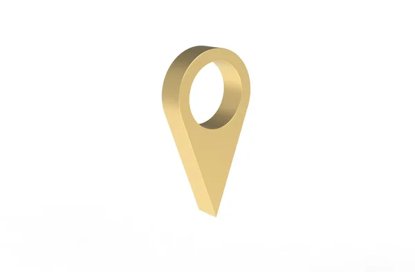 Close Shot Golden Location Icon Isolated White Background —  Fotos de Stock