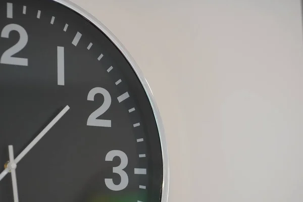 Closeup Clock White Surface Copy Space — Stockfoto