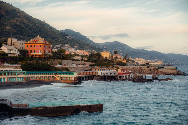 Une Vue Panoramique Sur Littoral Ligurien Sur Fond Ciel Clair — Photo