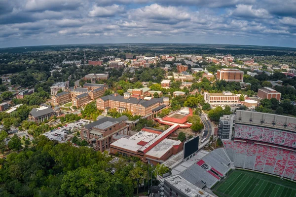 Vue Aérienne Une Grande Université Publique Entourée Bâtiments Denses Athènes — Photo