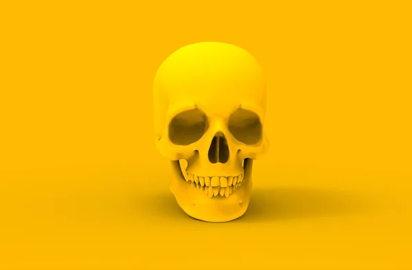 Rendering Yellow Human Skull — Stock Photo, Image
