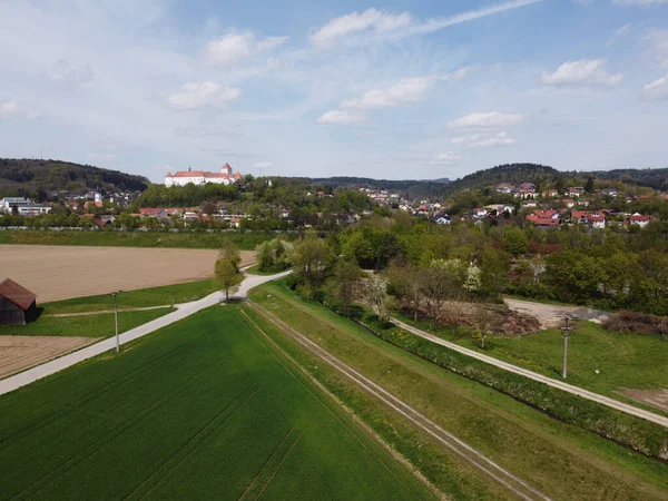 Aerial View Agricultural Field Village Buildings Bavaria — Stok fotoğraf