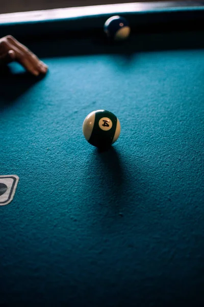 Vertical Shot Green Billiard Ball Pool Table — Fotografia de Stock