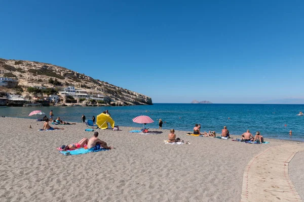 Ματαλα Ελλαδα Σεπτεμβρίου 2021 Παραλία Των Ματάλων Στην Ελλάδα Μια — Φωτογραφία Αρχείου