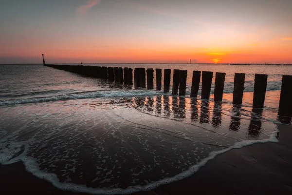 Beautiful Sunset Sea Westkapelle Zeeland Netherlands — 스톡 사진