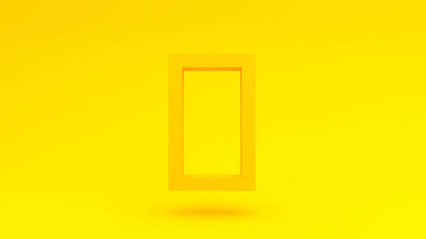 Uma Renderização Quadrado Fundo Amarelo — Fotografia de Stock