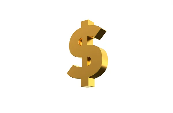 Close Shot Rendering Golden Dollar Sign — 图库照片