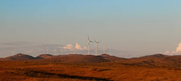 Wind Turbines Hills Sunset — Stock fotografie