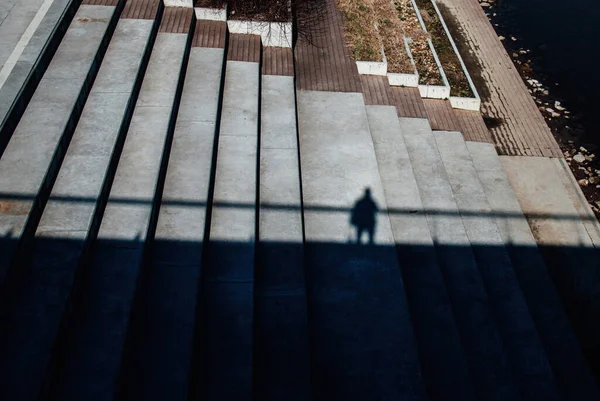 Beautiful View Human Shadow Stairs City Warsaw Poland — Photo