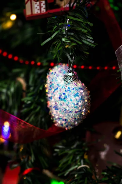 Christmas Tree Shiny Toys Lights Decorations Winter —  Fotos de Stock