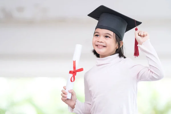 Happy Southeast Asian Schoolgirl Certificate Graduation Thailand — Stock Photo, Image