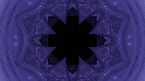 Renderowanie Purpurowy Kalejdoskopowy Wzór Czarnym Kwiecistym Kształtem Środku — Zdjęcie stockowe