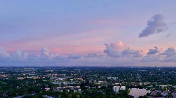 Aerial Landscape View Fort Lauderdale Florida Colorful Sunset Shot Drone — Foto Stock