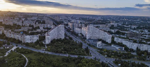 Panoramic Shot Buildings Surrounded Greenery Sunny Day Chisinau Moldova — стокове фото