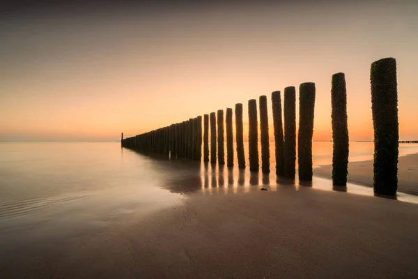 Den Vackra Solnedgången Ovanför Havet Dishoek Zeeland Nederländerna — Stockfoto