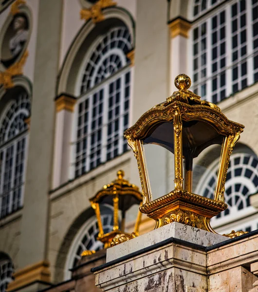 Golden Colored Lantern Front Baroque Castle Munich Germany — Stock Fotó