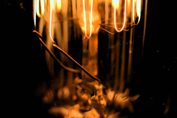 Closeup Orange Neon Lamp Lights — Photo