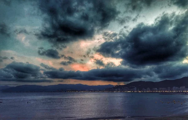 Seascape Dramatic Clouds Evening — стоковое фото