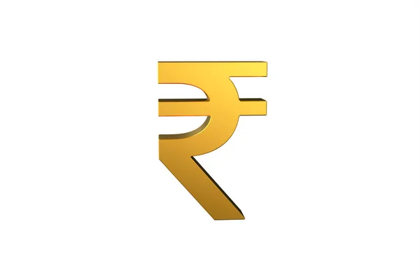 Close Shot Rendering Golden Indian Rupee Sign - Stock-foto