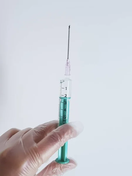 Vertical Shot Syringe Filled Liquid — Foto Stock